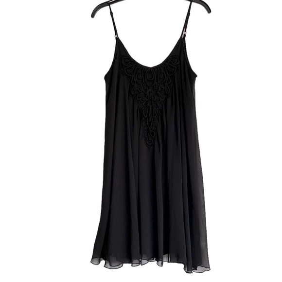 Express Dresses & Skirts - Express Lace Neckline Babydoll Flare Spaghetti Strap Black Slip Dress Small